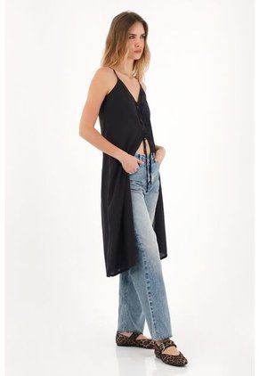 Topmark Cover Up Con Tiras En Frente Negro Para Mujer