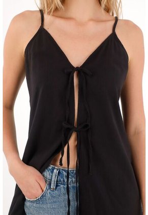 Topmark Cover Up Con Tiras En Frente Negro Para Mujer