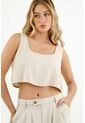 Camisa Tipo Crop Top Crudo Para Mujer de topmark