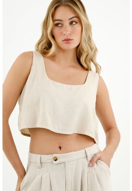 Camisa Tipo Crop Top Crudo Para Mujer