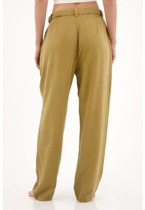 Pantalón Tiro Alto Con Teñido Overdye Verde Para Mujer