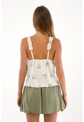 Topmark Camisa De Tiras Que Anuda En Delantero Estampada Para Mujer