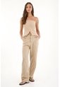 Topmark Camisa Strapless Con Cortes Café Para Mujer de topmark