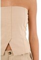 Topmark Camisa Strapless Con Cortes Café Para Mujer de topmark