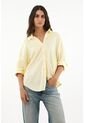 Camisa Manga Larga Amarilla Para Mujer de topmark