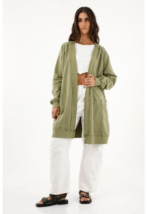 Buzo Tipo Cárdigan Verde Para Mujer