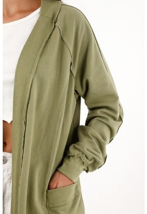 Buzo Tipo Cárdigan Verde Para Mujer