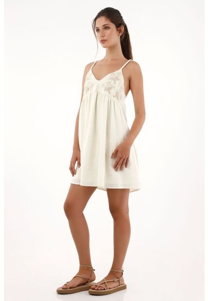 Topmark Vestido Corto Con Bordado De Flores Amarillo Para Mujer