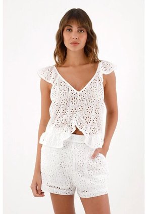 Topmark Camisa En Tela Ojalillo Crudo Para Mujer