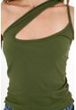 Camiseta Verde De Un Solo Hombro Para Mujer de topmark