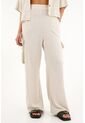 Pantalón Tiro Alto Con Bolsillos En Costados Crudo Para Mujer de topmark