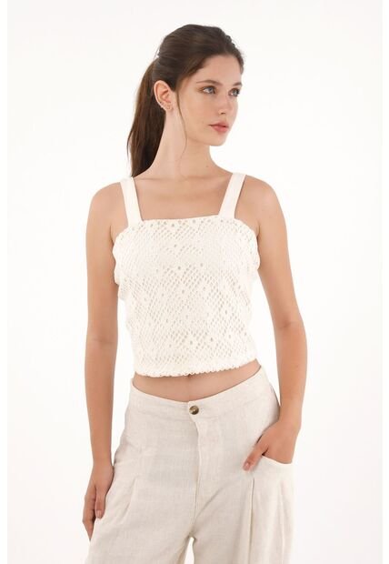 Topmark Camiseta Crop Con Detalle Tipo Crochet Para Mujer