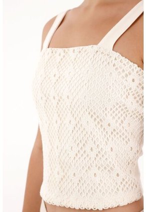 Topmark Camiseta Crop Con Detalle Tipo Crochet Para Mujer