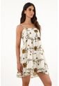 Vestido Crudo Corto Con Estampado De Girasoles Para Mujer de topmark