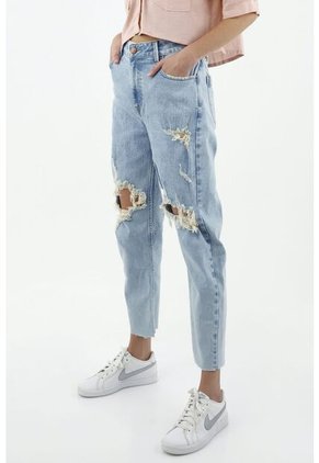 Jean Mom Fit Claro Para Mujer