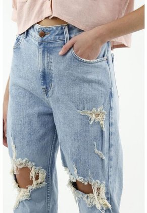 Jean Mom Fit Claro Para Mujer