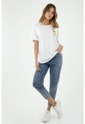 Camiseta De Mujer, Silueta Oversize Manga Corta, Con Estampado De Limones