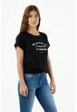 Camiseta De Mujer, Cuello Redondo Manga Corta, Con Estampado Tipográfico de topmark