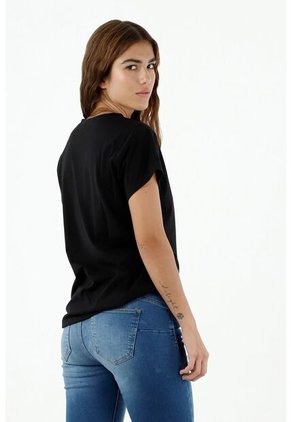 Camiseta De Mujer, Cuello Redondo Manga Corta, Con Estampado Tipográfico