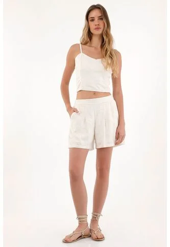 Topmark Crop En Tela Bordada Crudo Para Mujer topmark