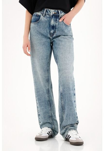 Topmark Jean Recto Tiro Alto Azul Para Mujer