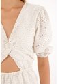 Topmark Vestido Corto De Mangas Con Volumen Café Para Mujer de topmark