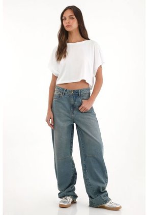Topmark Jean Wide Leg Tono Medio Para Mujer