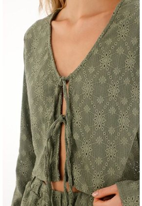 Topmark Camiseta Tejida Con Tiras Que Anudan Verde Para Mujer