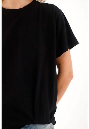 Topmark Camiseta Con Detalle Anudado Negra Para Mujer