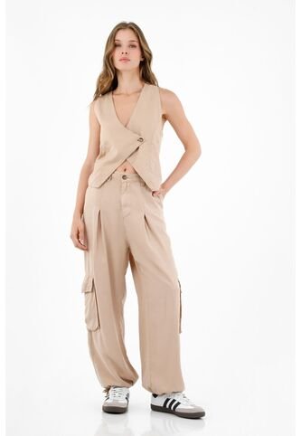 Topmark Pantalón Recto Café Para Mujer topmark