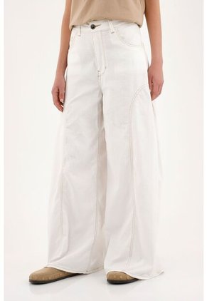Topmark Pantalón Wide Leg Crudo Para Mujer