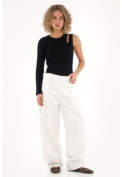 Topmark Jean Balloon Con Cortes Decorativos Crudo Para Mujer