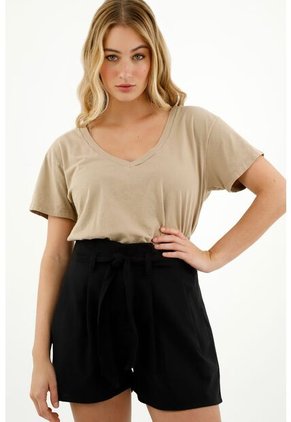 Short Estilo Paper Bag Negro Para Mujer