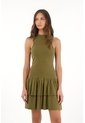 Vestido Corto Ajustado Con Boleros Verde Para Mujer de topmark