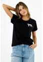 Camiseta De Mujer, Silueta Clásica, Cuello Redondo, Manga Corta, Con Leopardo Bordado de topmark