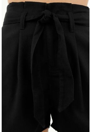 Short Estilo Paper Bag Negro Para Mujer