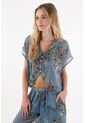 Topmark Camisa Con Transparencia Azul Para Mujer de topmark