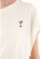 Topmark Camiseta Oversize Con Bordado Decorativo Crudo Para Mujer de topmark