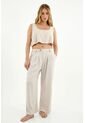 Pantalón Con Prenses Crudo Para Mujer de topmark
