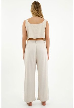 Pantalón Con Prenses Crudo Para Mujer