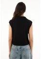 Camiseta Con Ruedo Asimétrico Negra Para Mujer de topmark