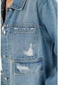 Chaqueta Con Bolsillos De Parche Azul Para Mujer de topmark
