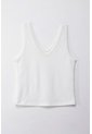 Topmark Camiseta Básica Manga Sisa Crudo Con Detalle Frontal Para Mujer de topmark