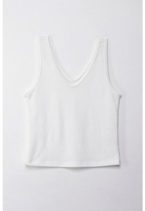 Topmark Camiseta Básica Manga Sisa Crudo Con Detalle Frontal Para Mujer