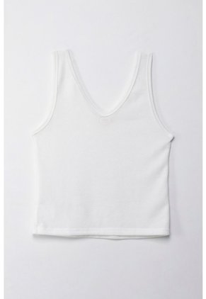 Topmark Camiseta Básica Manga Sisa Crudo Con Detalle Frontal Para Mujer