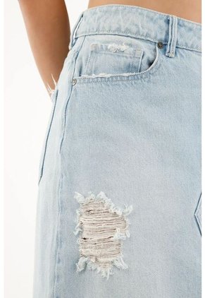 Falda De Jean Larga Con Abertura Frontal Para Mujer