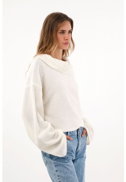 Buzo Manga Larga Amplia Crudo Para Mujer