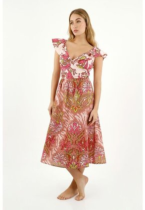 Vestido Midi Estampado Para Mujer