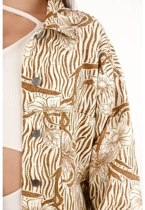 Topmark Chaqueta Amplia Con Estampado De Flores Para Mujer