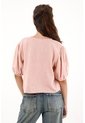 Camisa Manga Corta Con Bolillo Rosada Para Mujer de topmark